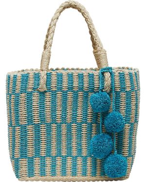 BTB Los Angeles Olivia Mini Straw Tote - Blue