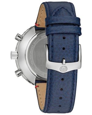 Bulova Archive Series Chronograph Leather Strap Watch, 46Mm - Blue