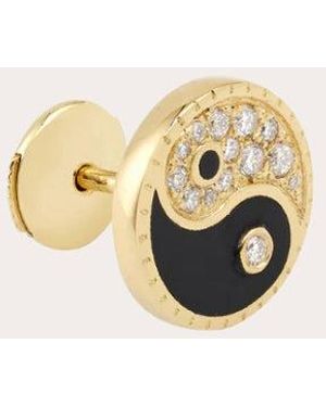 MYSTERYJOY Yin Yang 18K Lacquer And Lab-Grown Diamond Single Earring - Natural