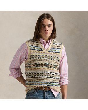 Ralph Lauren Fair Isle Cotton-cashmere Sweater Vest - Brown