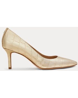 Ralph Lauren Lanette Metallic Embossed Leather Pump - Natural