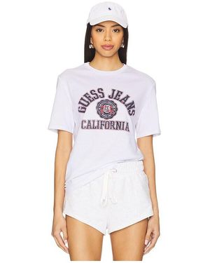 Guess Short Sleeve Slim Printed Tee - White