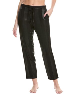 Natori Satin Jacquard Stripe Pant - Black