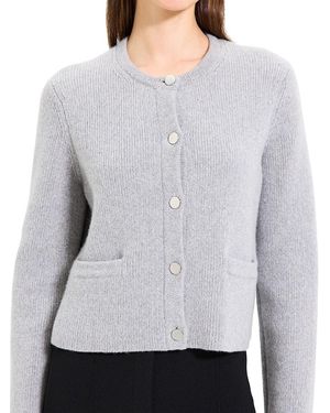 Theory Felted Wool & Cashmere Knit Cardigan - Gray