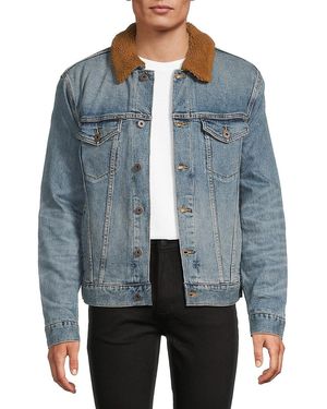 Vince Faux Fur Collar Denim Jacket - Blue