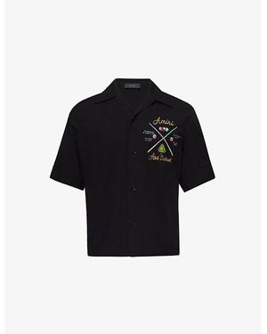 Amiri Pool-Print Short-Sleeve Woven Bowling Shirt - Black