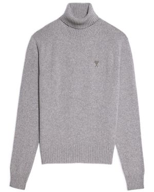 Ami Paris Ami De Coeur Cashmere Sweater - Gray