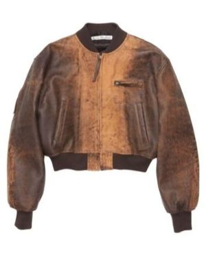 Acne Studios Leather Bomber Jacket - Brown