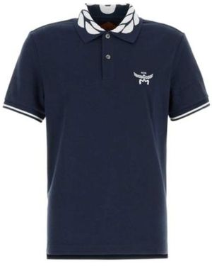 MCM Logo Embroidered Short Sleeved Polo Shirt - Blue