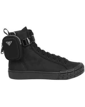 Prada Wheel Re-Nylon High-Top Sneakers - Black