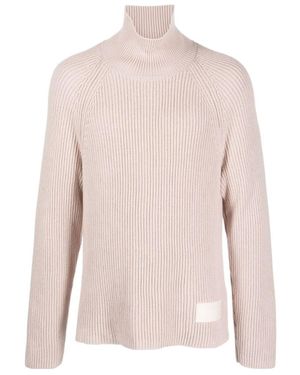 Ami Paris High Neck Ribbed Sweater - Pink