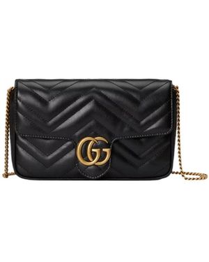 Gucci Gg Marmont Mini Chain Wallet Bag - Black