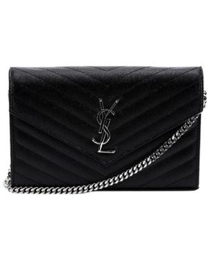 Saint Laurent Monogram Wallet On Chain - Black