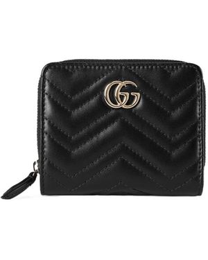 Gucci Gg Marmont Series Mini Zipper Wallet - Black