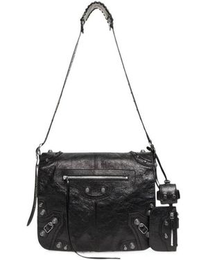 Balenciaga Le Cagole Leather Messenger Bag - Black