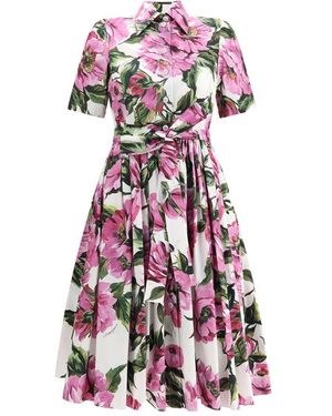 Dolce & Gabbana Peony Print Chemisier Dress - Purple