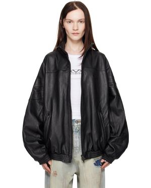 Vetements Tracksuit Leather Jacket - Black