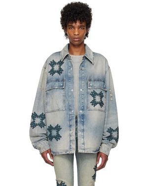 Amiri Ma Quad Appliqué Denim Overshirt - Blue