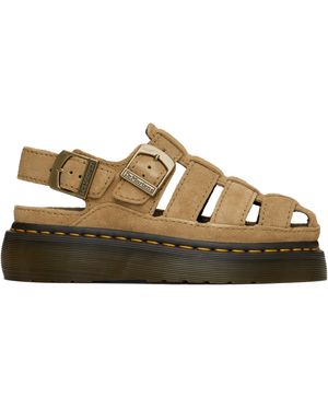 Dr. Martens Tan Wrenlie Bronx Suede Fisherman Sandals - Black