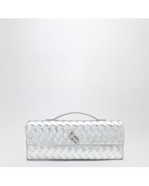 Bottega Veneta Andiamo Clutch With Handle - White