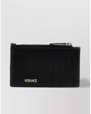 Versace Quilted Medusa Hardware Card Holder - Black