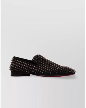 Christian Louboutin Studded Round Toe Loafers With Sole - Black