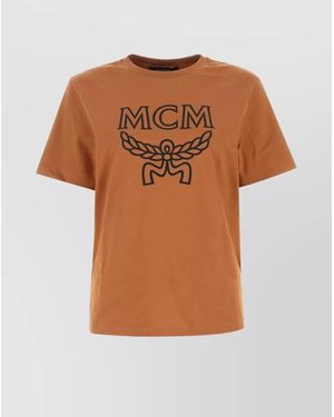 MCM Logo Print Ribbed T-Shirt - Brown