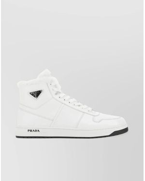 Prada High-Top Sneakers Fur Trim - White