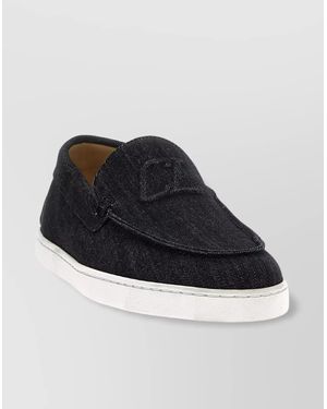 Christian Louboutin Denim Texture Loafers Contrast Sole - Black