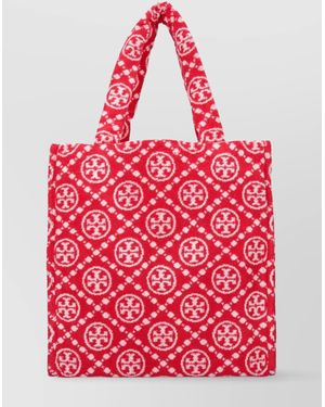 Tory Burch Patterned Tote Bag Top Handles - Red