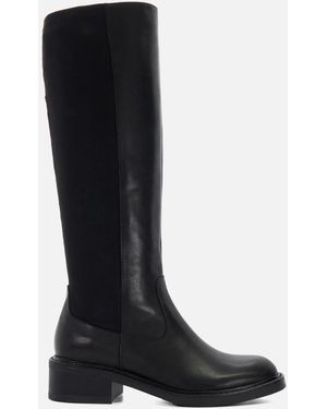 Dune Tanoramic Leather High Boots - Black