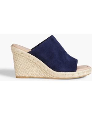 Stuart Weitzman Mykonos Suede Espadrille Wedge Mules - Blue