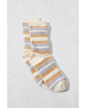 Urban Outfitters Cozy Eyelash Striped Crew Sock - White