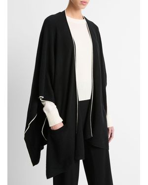 Vince Tipped Jersey-Knit Cashmere Poncho - Black