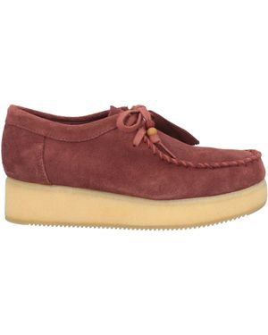 Clarks Burgundy Lace-Up Shoes Leather - Red