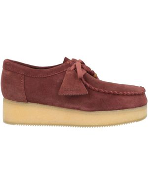 Clarks Chocolate Lace-Up Shoes Soft Leather - Red