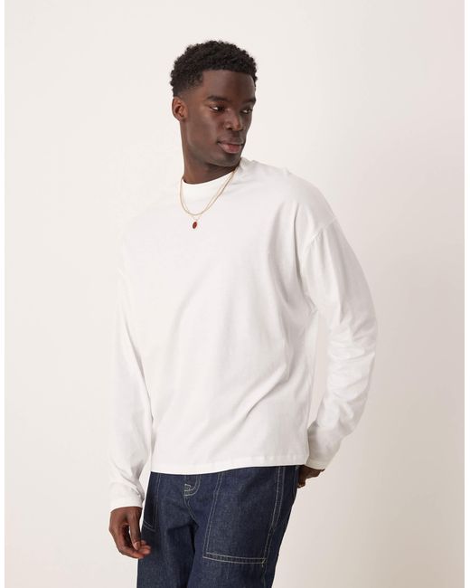 ASOS Natural Oversized Long Sleeve T-Shirt With Celestial Back Print for men