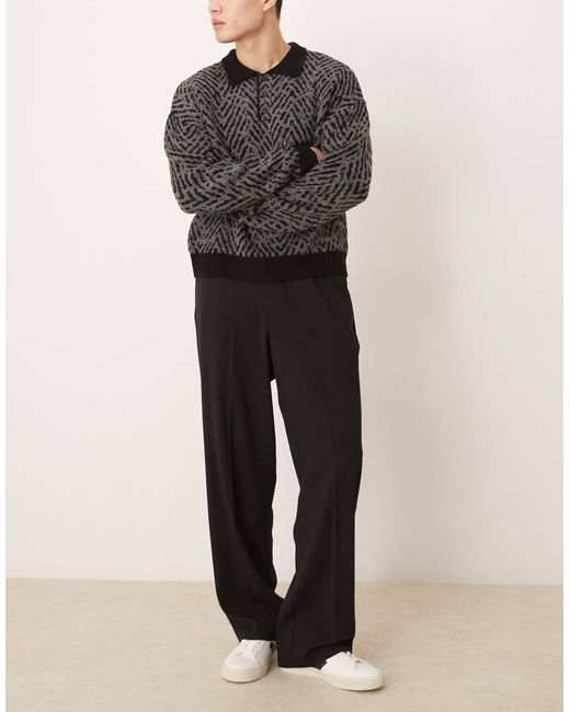 ASOS Black Pull On Smart Wide Leg Trousers for men