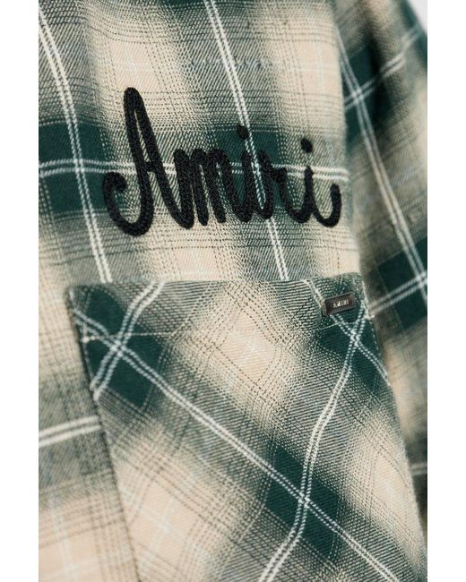 Amiri Green Shirt With Check Pattern for men