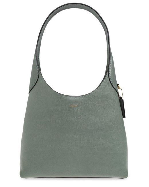 COACH Gray Brooklyn 28 Logo Detailed Shoulder Bag