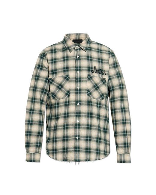 Amiri Green Shirt With Check Pattern for men