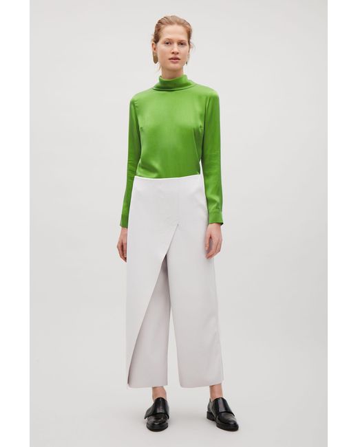 COS Green High-neck Silk Blouse