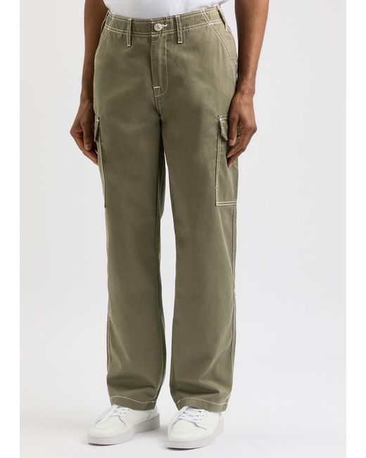 True Religion Green Straight-Leg Twill Cargo Trousers for men