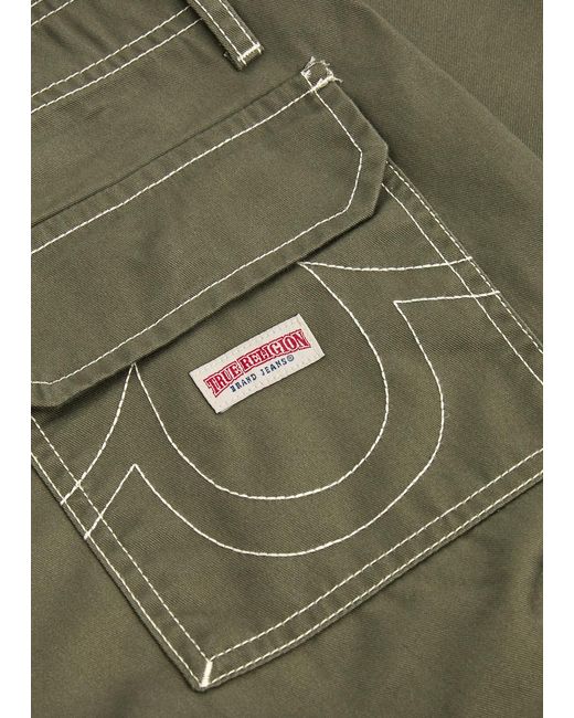 True Religion Green Straight-Leg Twill Cargo Trousers for men