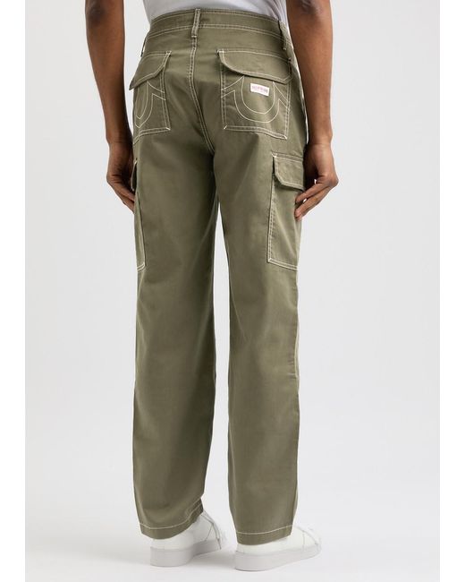 True Religion Green Straight-Leg Twill Cargo Trousers for men