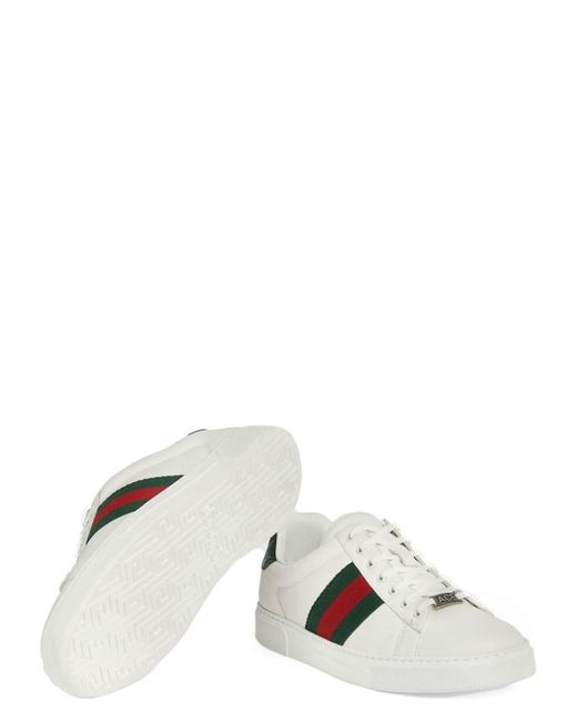 Gucci White Ace/ Leather Low Trainer Sneaker for men