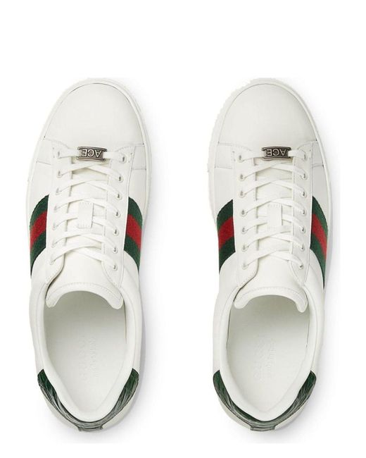 Gucci White Ace/ Leather Low Trainer Sneaker for men