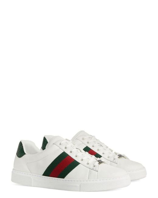 Gucci White Ace/ Leather Low Trainer Sneaker for men