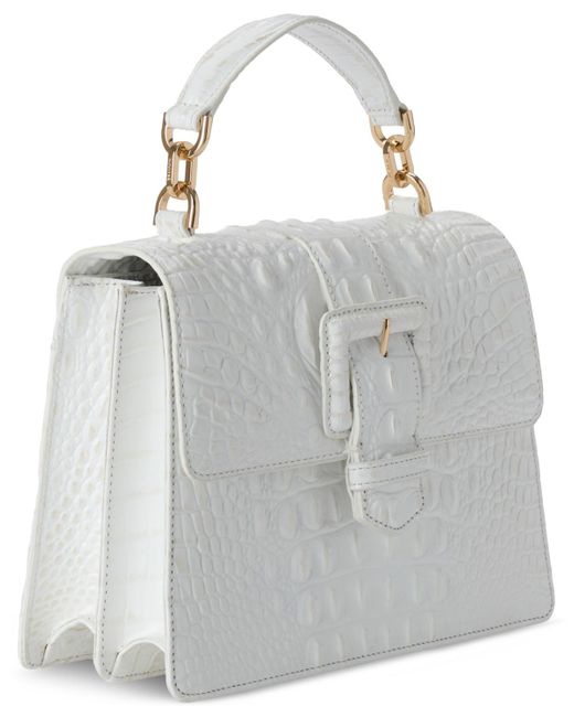 Brahmin White Small Hallie Melbourne Leather Satchel