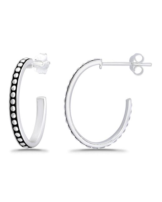 Macy's White Oxidized Oval Half Hoop Earrings